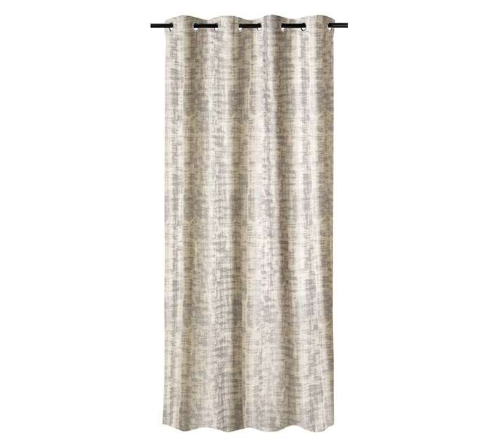 Suede Textured Eyelet Curtain - Grey/Cream (2300 x 2500mm)