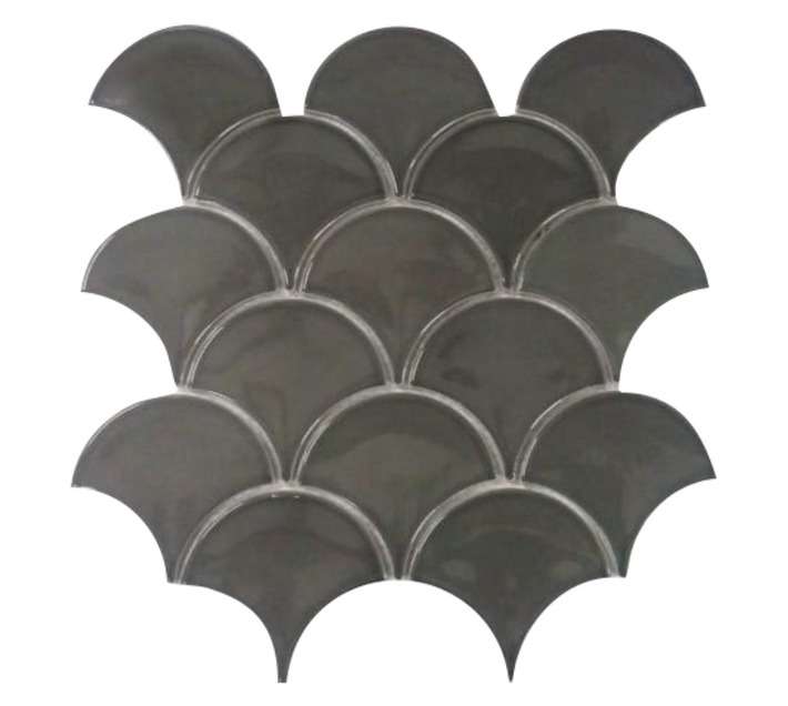 Douglas Jones 1306 Gloss Fan Fox Mosaic Tile - Black (90 x 85 x 8mm)