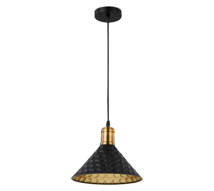 Bright Star Lighting 1 Light Dented Iron Pendant - Black/Gold (35W)
