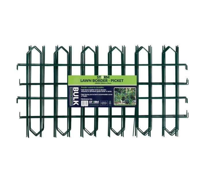 Storm 10 x Bulk Lawn Border Picket Fence - Green (1000mm)