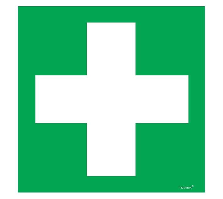 Tower Medical Cross Sign - Green/White (150 x 150mm)