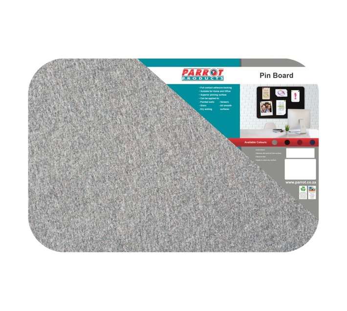 Parrot Products BD0315L Adhesive No Frame Pin Board - Grey (450 x 300mm)