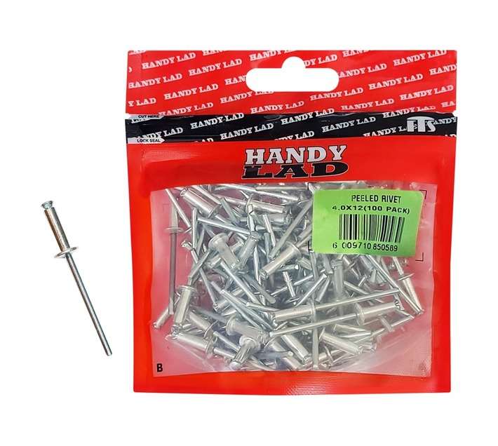 Rutherford 100 x Peeled Rivets (12 x 4mm)