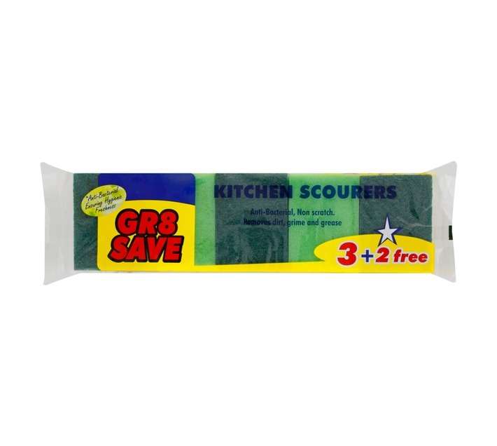 Gr8 Save 5 x Antibacterial Sponges - Green
