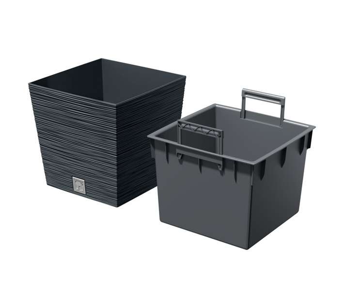 Prosperplast Furu Square Low Pot - Anthracite (240 x 240 x 235mm)