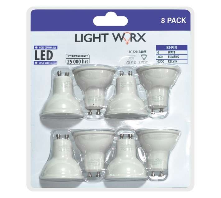Light Worx 8 x LED Downlight Bulbs - Cool White (6W)