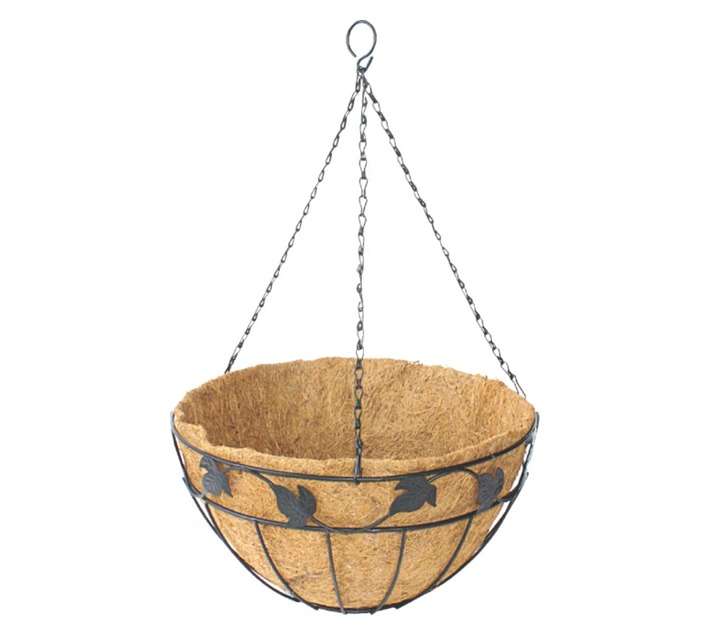 Flora Select Leaf Design Hanging Basket - Natural Black (300 x 300 x 160mm)