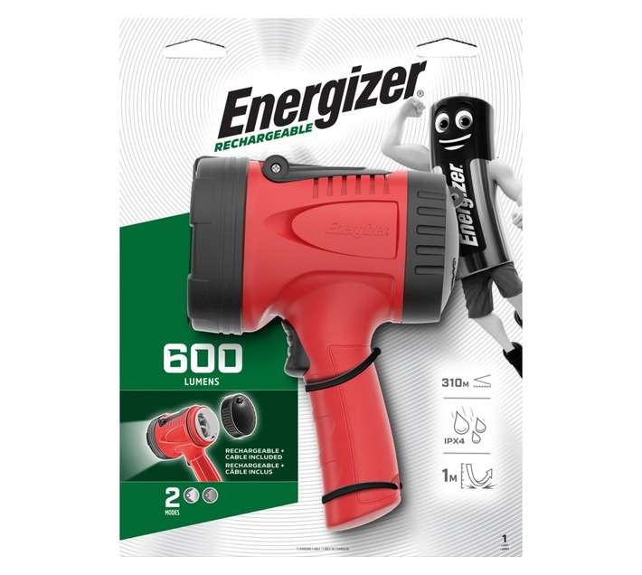 Energizer E302712600 LED Rechargeable Spotlight - Red/Black