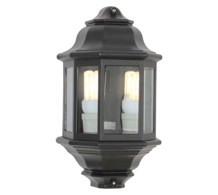 Eurolux 2 Light Half Lantern Wall Light - Black (60W)