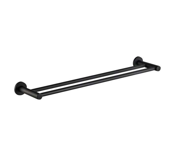 Lusso Bianco Double Towel Rail - Black (600mm)