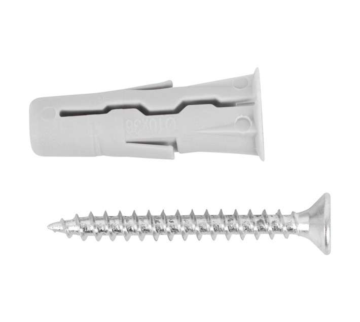Rawlplug 50 x Universal Uno Plugs and Screws - Silver (10 x 36mm)