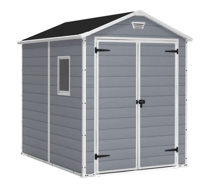 Keter Manor 6 x 8 Garden Shed - Grey/White (1858 x 2368 x 2270mm)