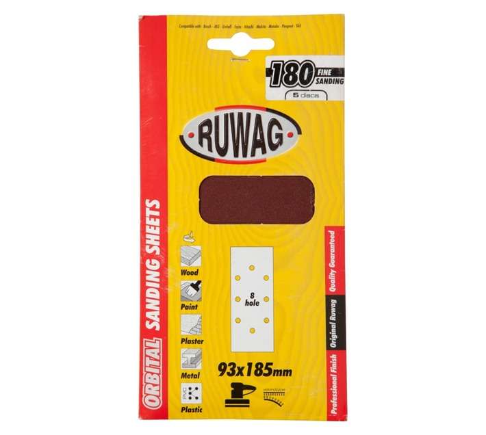 Ruwag P180 Orbital Velcro Sanding Sheet (93 x 185mm)