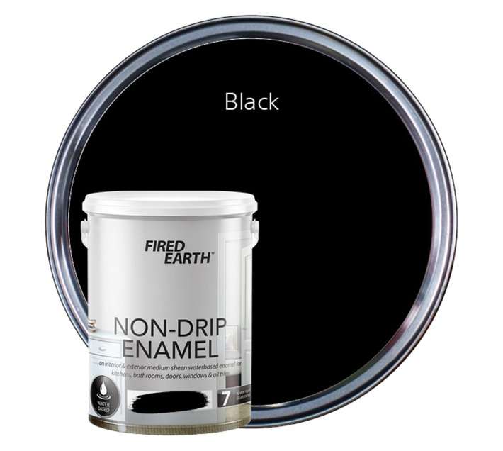Fired Earth Non-Drip Enamel Water Based - Black (5L)