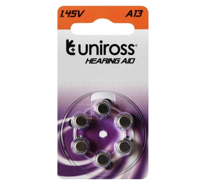 Uniross 6 x Hearing Aid Zinc Air Batteries (13)