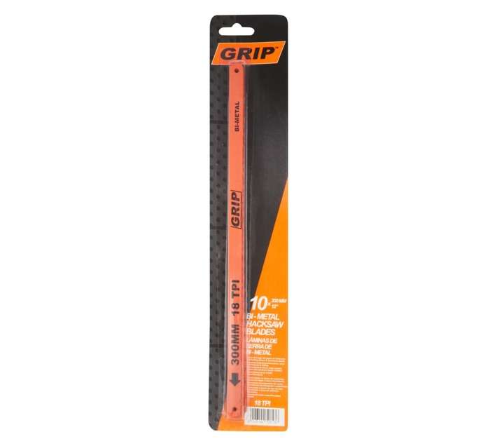 Grip 10 x Bi-Metal 18TPI Hacksaw Blades (300 x 1.06 x 37.7mm)