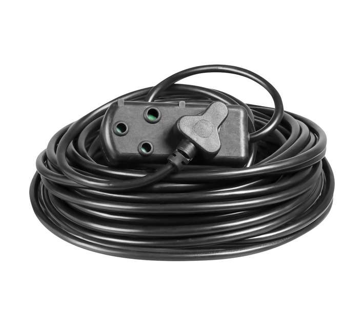 Ellies Electronics FEHBW2X/20B Extension Lead with Side by Side Coupler - Black (20m)