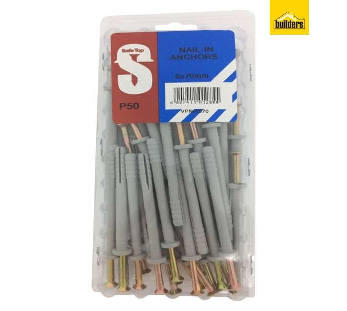 Safe Top 50 x Nail In Anchors (6 x 75mm)
