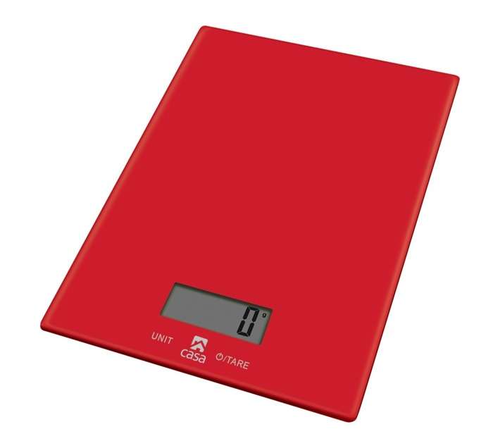 Casa Glass Kitchen Scale - Red (215 x 170 x 25mm)