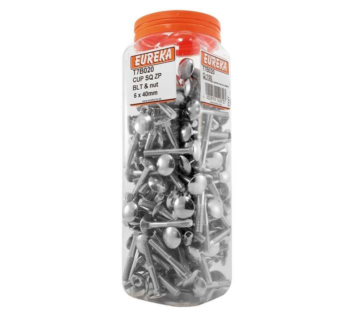 Eureka 6 x 40mm Cup Square ZP Bolt and Nut (150 Pack)