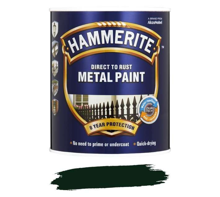 Hammerite Direct to Rust Hammered Metal Paint - Deep Green (1L)