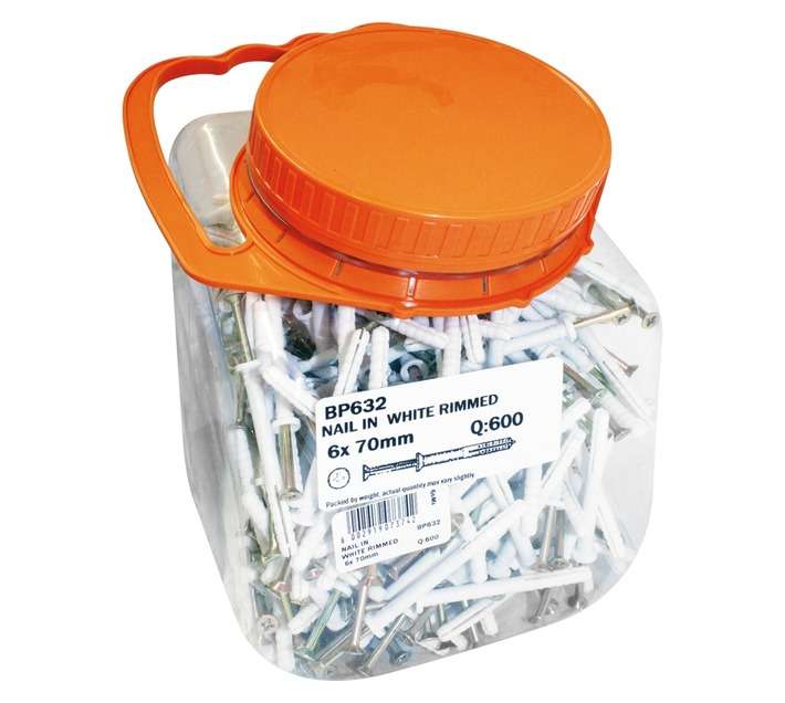 Eureka 6 x 70mm Nail In White Rimmed (600 Pack)