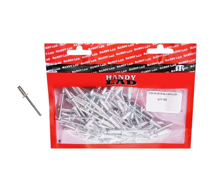 Rutherford 100 x Countersunk Aluminium Rivets (12 x 4.8mm)
