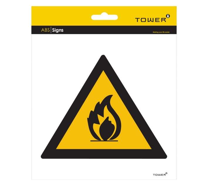 Tower Fire Hazzard Sign - Yellow/Black (190 x 190mm)