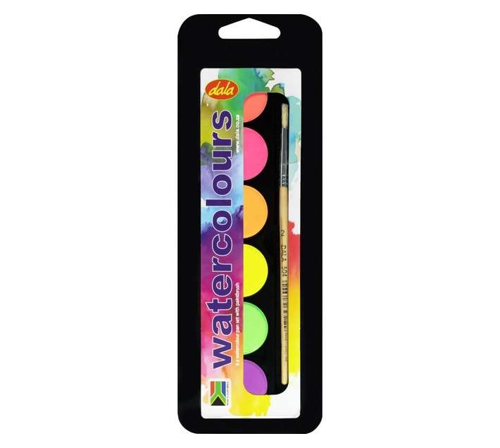 Dala 6 Piece Neon Water Colour Paint Set with Brush