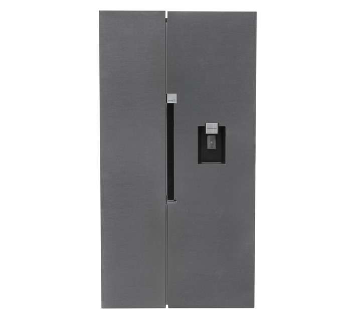 Defy Side By Side Fridge Freezer Satin Metallic 555L DFF447
