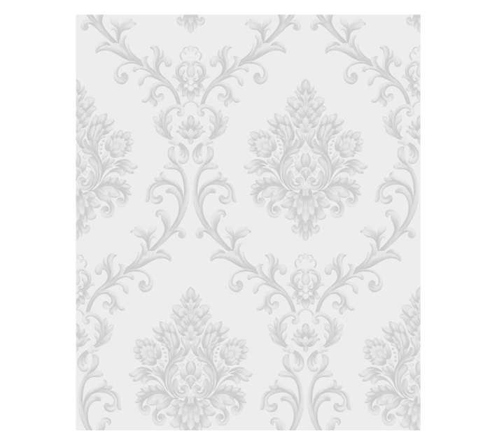 Fired Earth CLS P/S Damask Wallpaper - Silver (10m x 530mm)