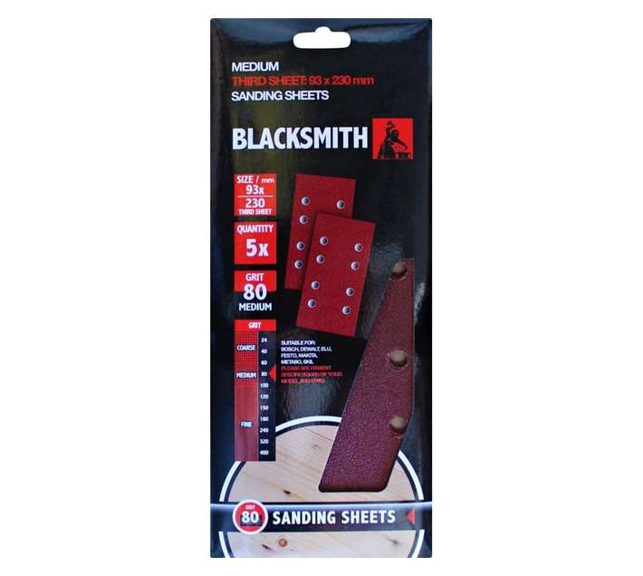 Blacksmith 1/3 Aluoxide Sand Paper Sheet 80 Grit (93 x 230mm)