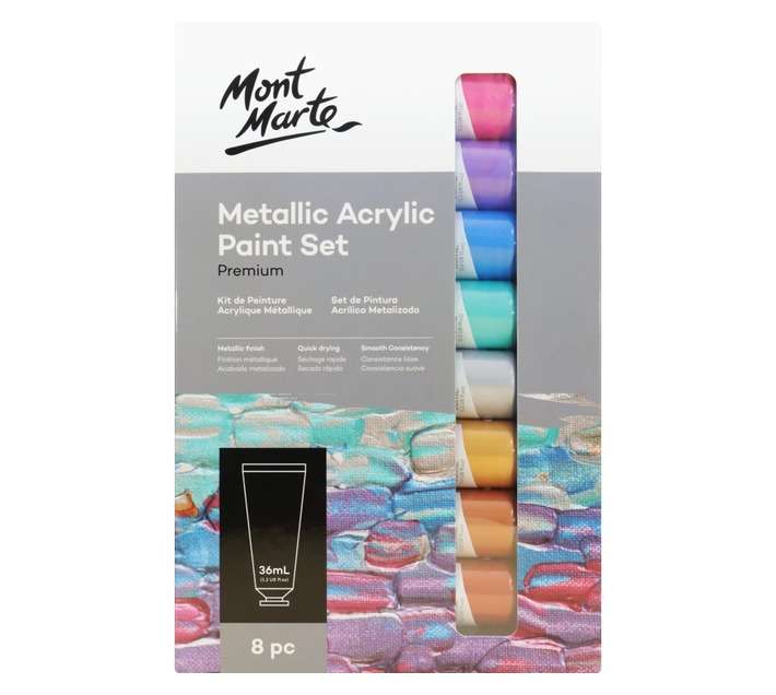 Mont Marte 8 Piece Metallic Acrylic Intro Paint Set - Assorted (36ml)