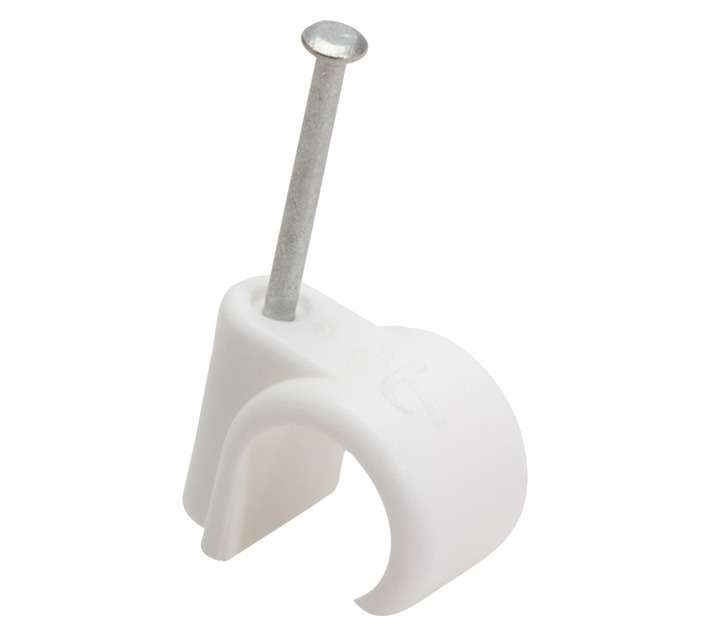 20 x Nail-In Cable Clips - White (22mm)