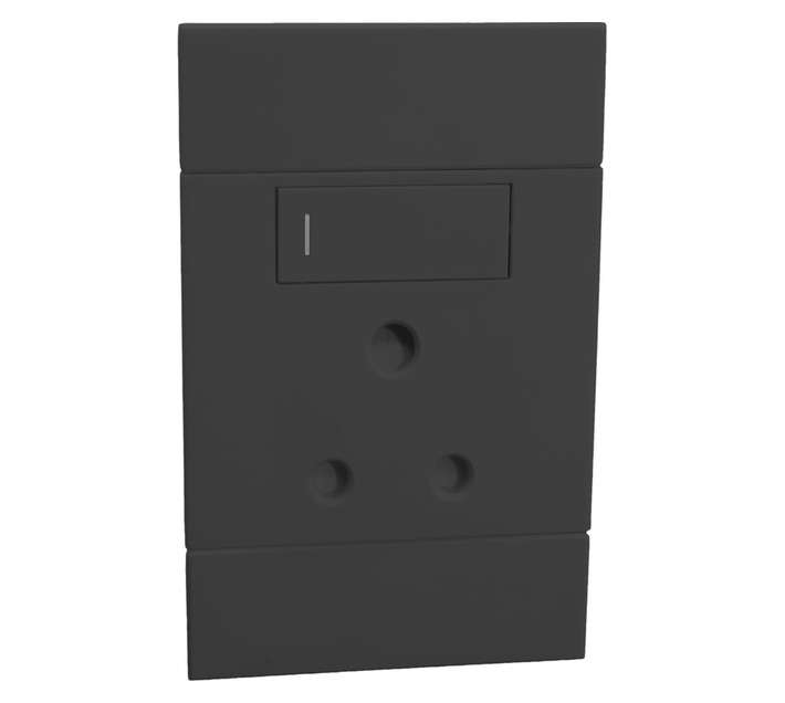 Veti 2VC121V Single 16A RSA Vertical 2x4 Socket Outlet - Charcoal