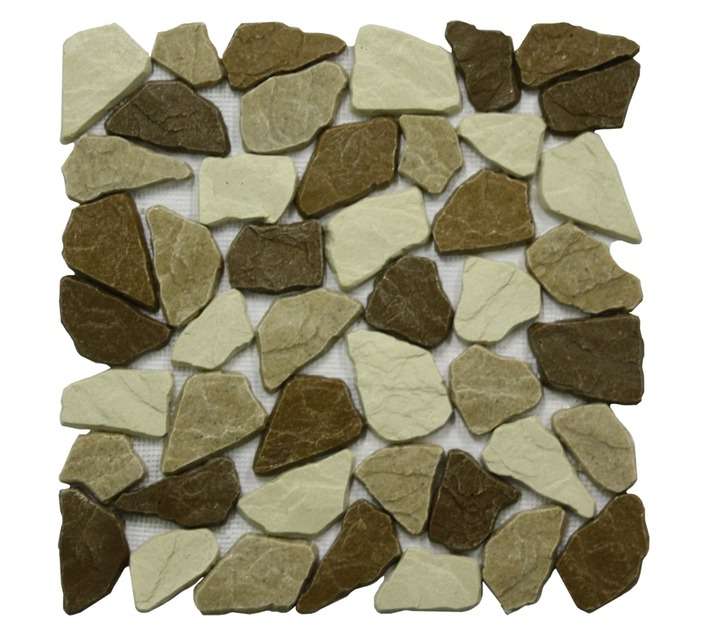 Earthstone Roma Broken Mixed Mosaic Slate Tile - Brown (300 x 300mm)