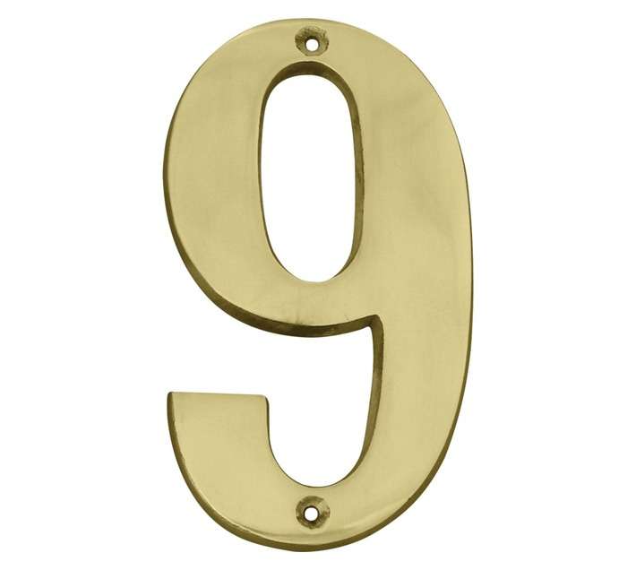 Euro Brass Numeral 9 - Brass (175mm)