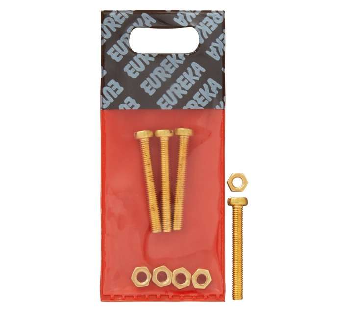 Eureka 5 x 40mm Machine Screw and Nut Solid Brass (4 Pack)