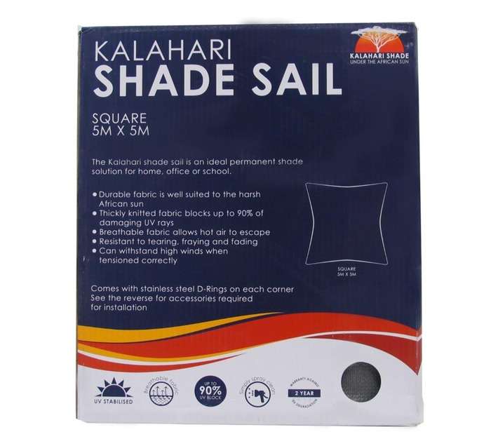 Kalahari Square Shade Sail - Charcoal (5000 x 5000mm)