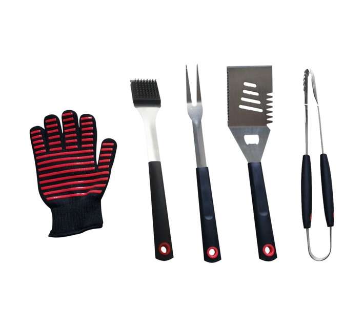Alva 5 Piece Braai Tool Set - Black/Red