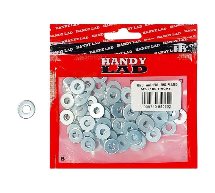 Rutherford 100 x Zinc Plated M5 Rivet Washers