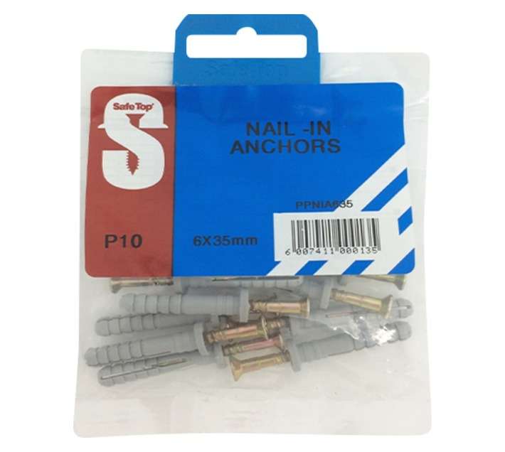 Safe Top 10 x Nail In Anchors (6 x 35mm)