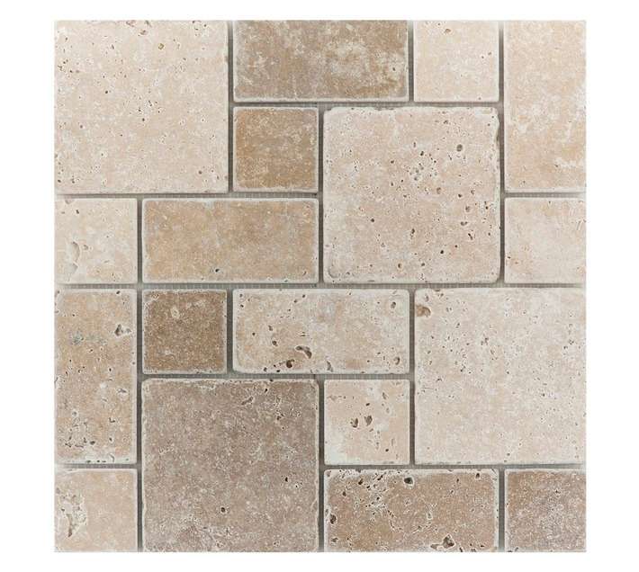 Fired Earth Unfilled and Travertine 3 Clear - M-French Pattern (305 x 305mm)