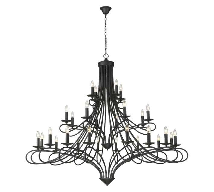 Radiant 28 Light Chandelier E14 - Black (1550 x 4400mm)