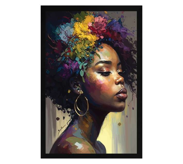 Amber Bay Framed Ethnic Lady 2 Canvas Print - Multicoloured (430 x 630mm)