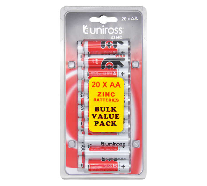 Uniross 20 x AA Heavy Duty Zinc Batteries