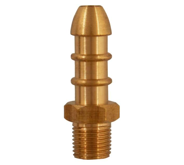 Safegas Male To Hose Tail Adapter - Brass Yellow (3.2mm)