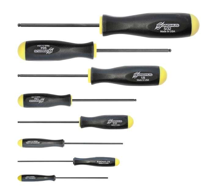 Bondhus 8 Piece Ball Ended Screwdriver Set - Black/Yellow