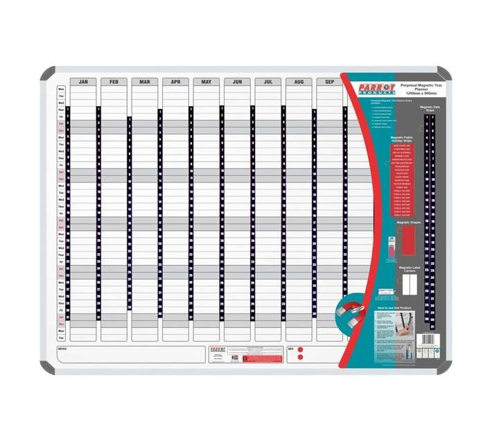 Parrot Products BD5176 Magnetic Year Planner Whiteboard (2400 x 1200mm)