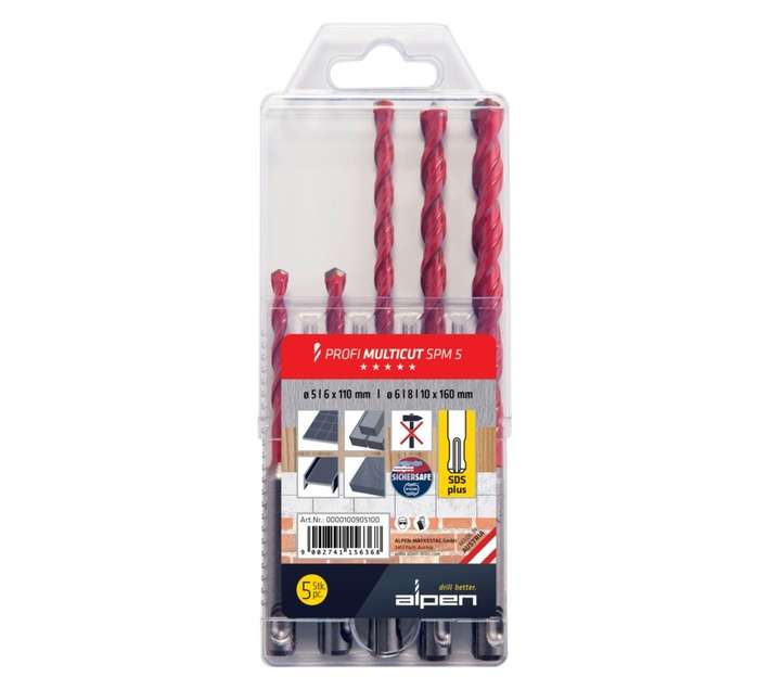 Alpen 5 Piece Multicut SDS Plus Drill Bit Set ALP SPM5